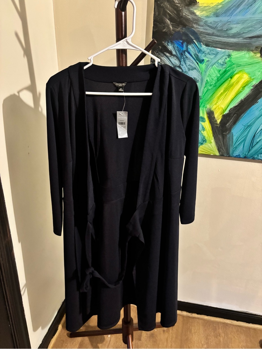 NWT Ann Taylor petite navy belted long cardigan jacket size 8P